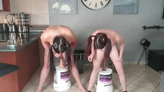 2 toutouni ti titted pigtailed slu tou de fè gode koupi byen fuck defi ansanm | gode woulib